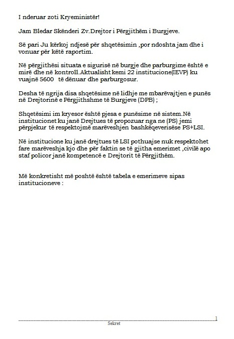 1-letra konfidenciale e zv-drejtorit te burgjeve per ramen