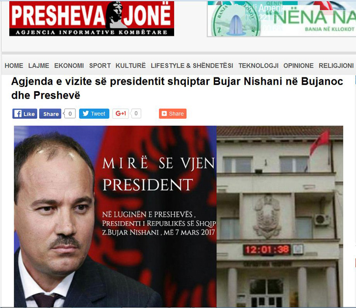 AXHENTA/ Presidenti Bujar Nishani vizitë historike në 7 mars në Bujanoc dhe Preshevë