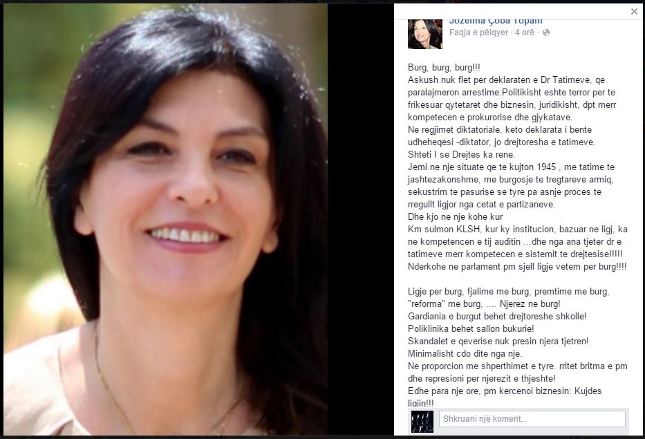 JOZEFINA TOPALLI/ Burg, burg, burg!!! Kryeministri sulmon KLSH, drejtoresha e Tatimeve merr kompetencat e drejtësisë