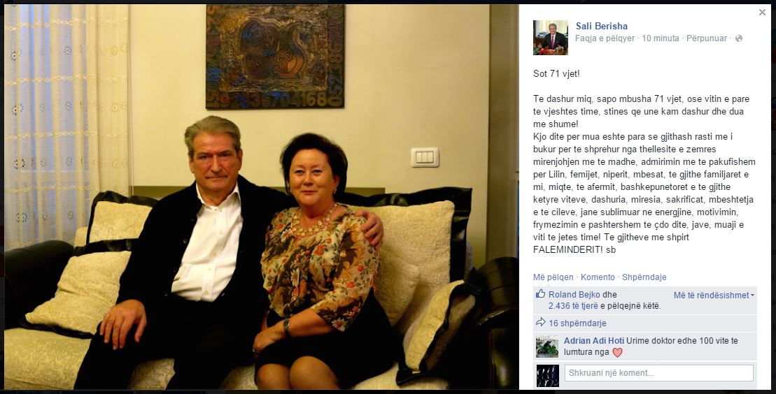 FOTO LAJM/ Sali Berisha sot 71 vjet, ose në vitin e parë të vjeshtës së tij!