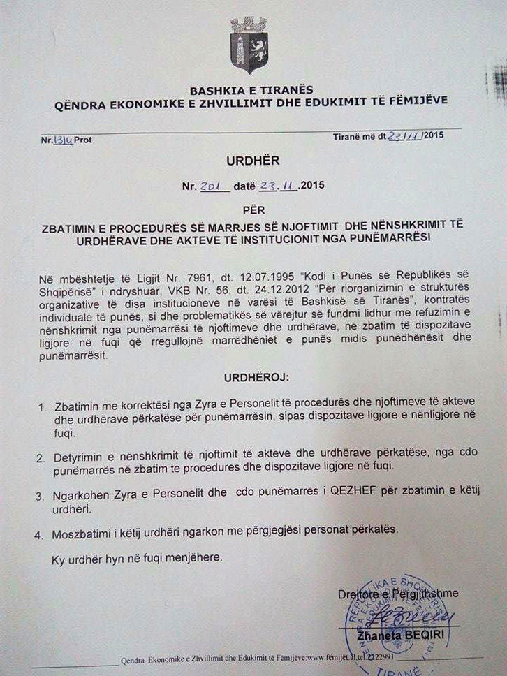 FOTO DOKUMENT/ Ja si detyrohen dhe kërcënohen në bashkinë e Tiranës për të firmosur largimet nga puna