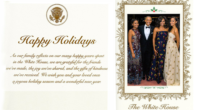 FOTO GALERI/ Kartolina e fundit e Krishtlindjeve nga familja Obama, “firmosin” edhe qentë Bo dhe Sunny