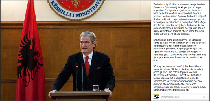 Berisha tregon një histori me Ramën, baba Takun dhe një shahist të njohur