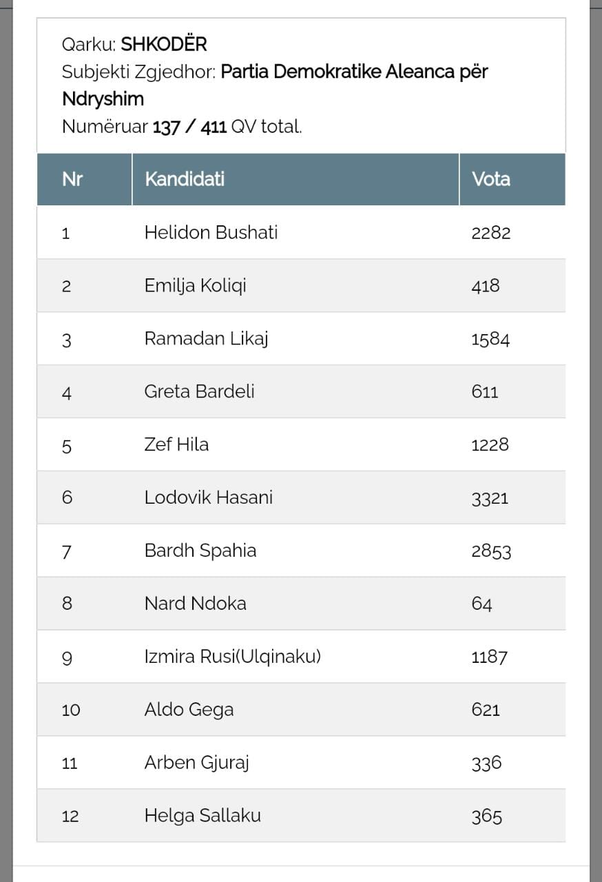 Shkodër, votimi për kandidatët, kush është më i votuari