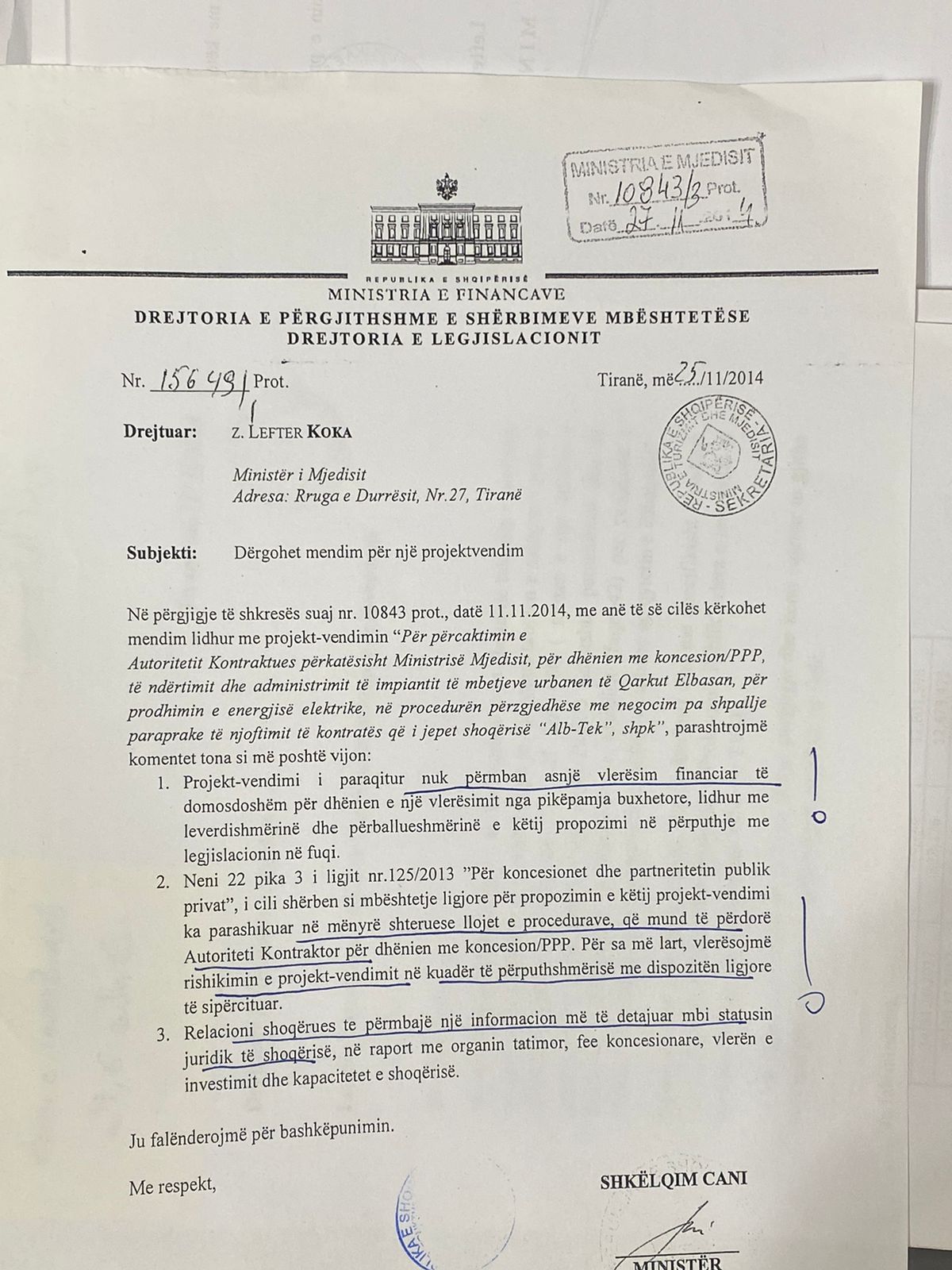 DOKUMENTI/ Nuk deshi të firmoste kërkesën e Lefter Kokës, ja pse u shkarkua ish ministri i Financave, Shkelqim Cani