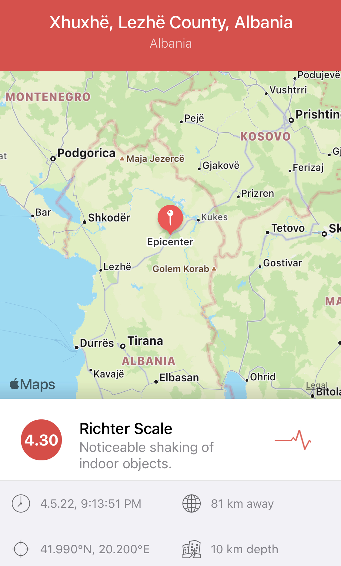 LAJMI I FUNDIT/ Tërmet 4 shkallë të Rihterit në Lezhë
