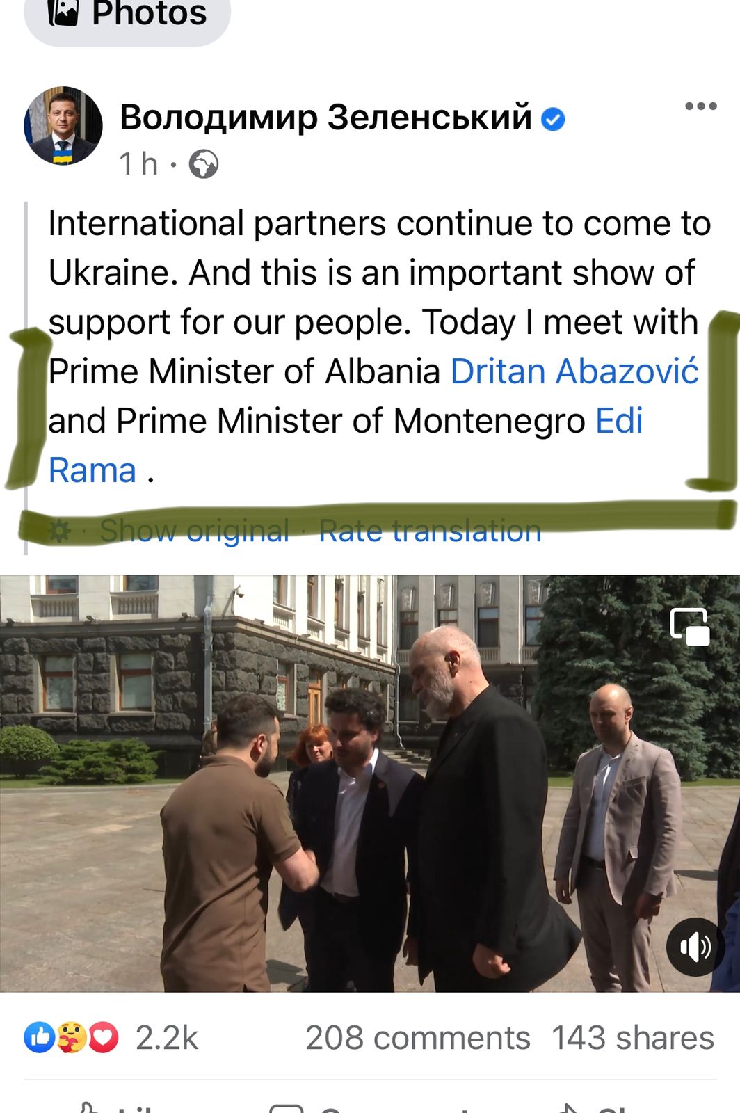 Zelenski ngatërron Ramën në postimin në twitter, e quan..