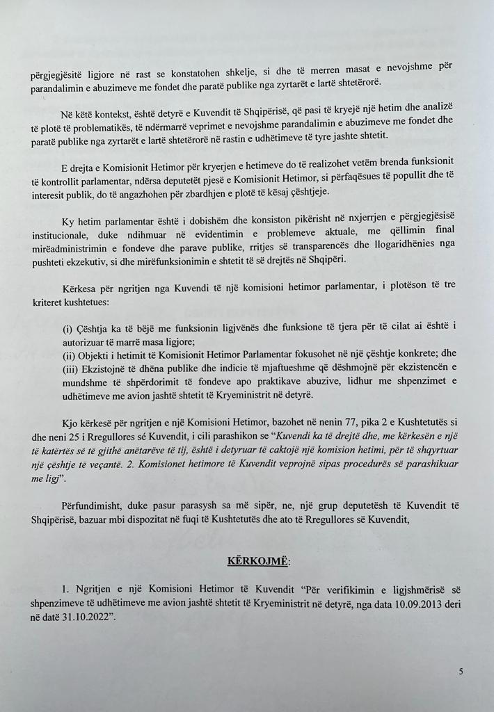 PD, kerkesë për hetim parlamentar për udhëtimet me çarter të Ramës