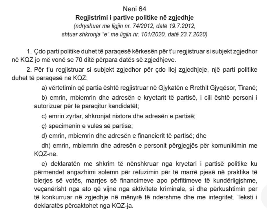 Alibeaj nuk mund të regjistrohet në KQZ për zgjedhje