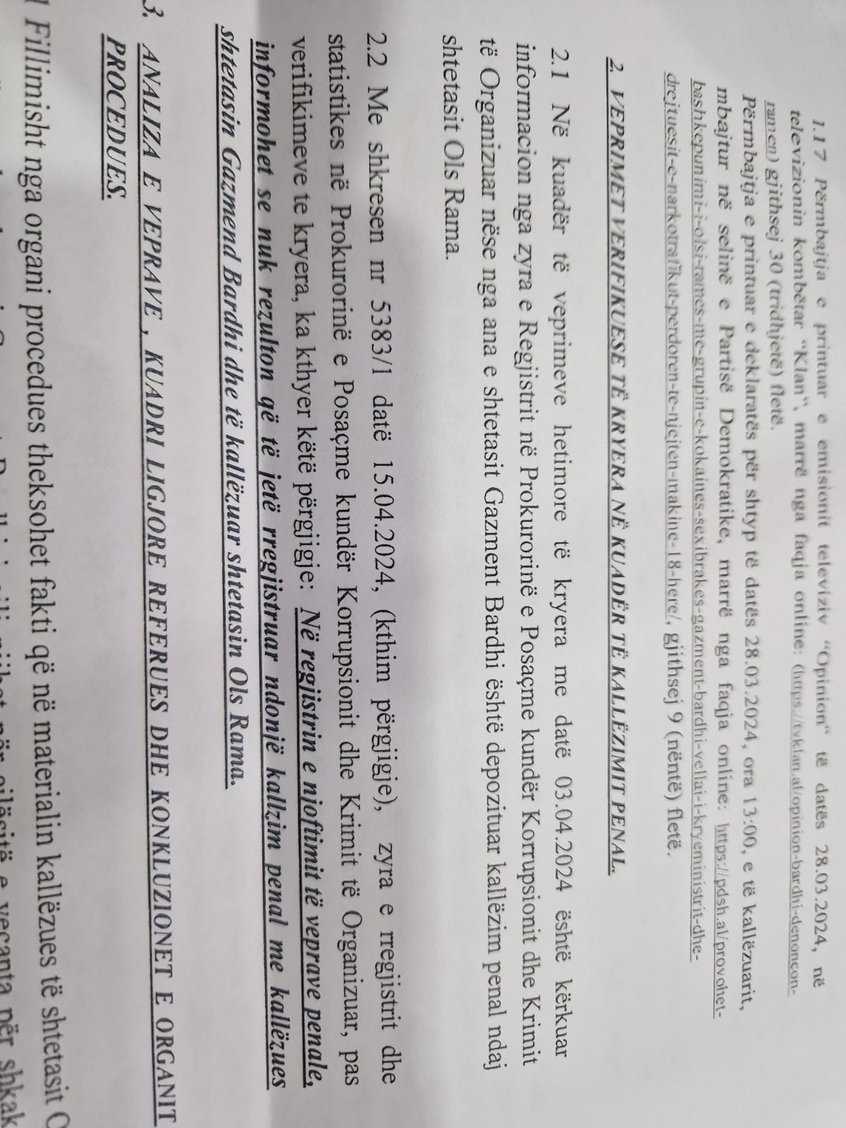 SPAK nuk pranon padinë e Olsi Ramës ndaj Gazment Bardhit