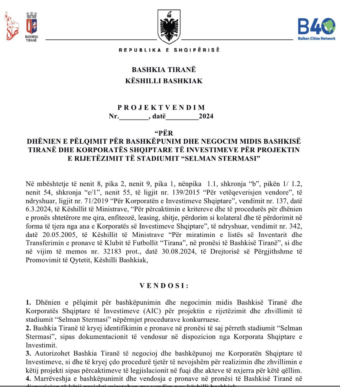 Lendina e fundit në Tiranë te stadiumi  ‘Selman Stermasi’, bashkia vendim për 4 kulla