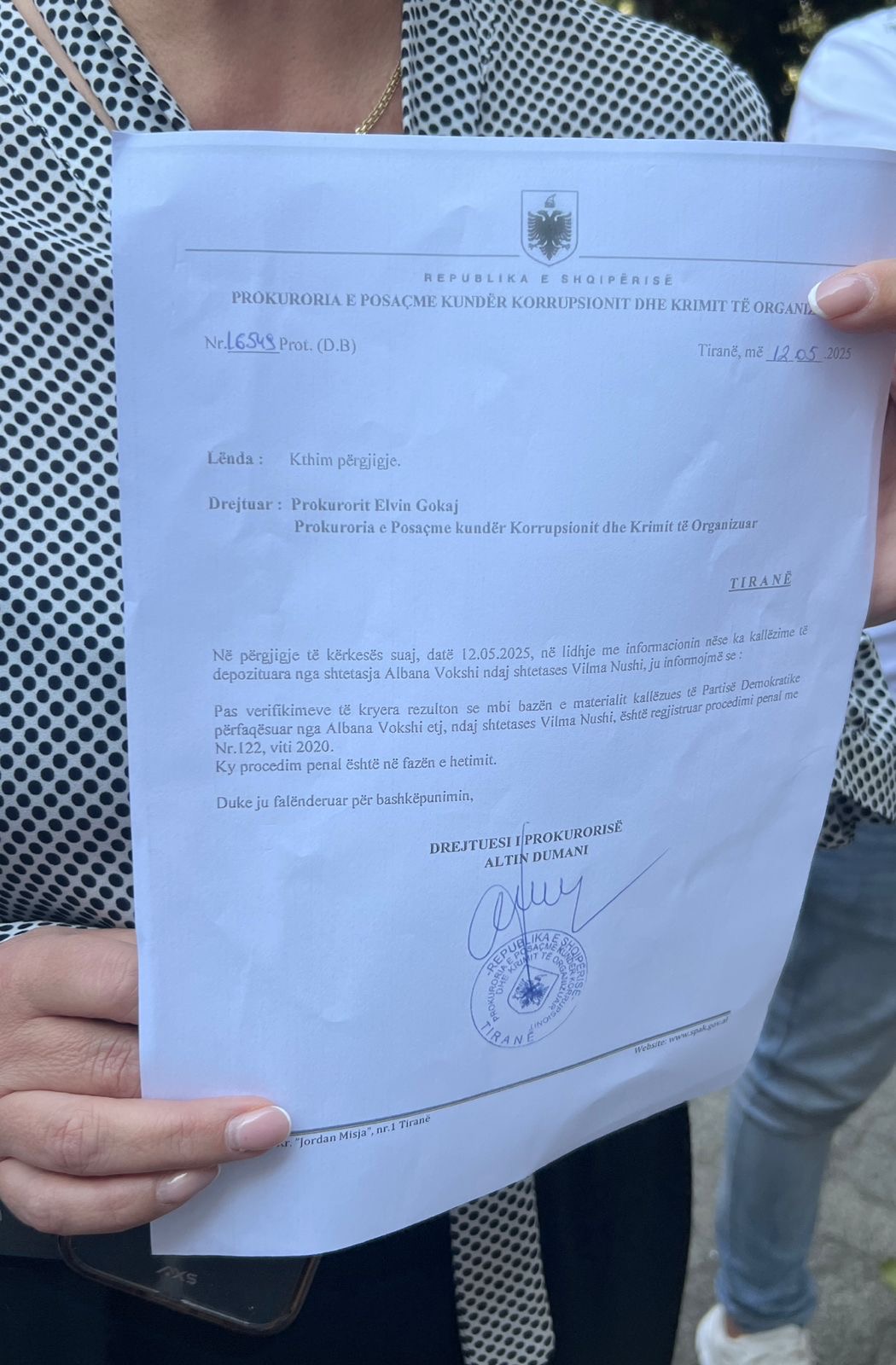 SPAK ka nën hetim Vilma Nushi prej 2020 pas padisë së Vokshit