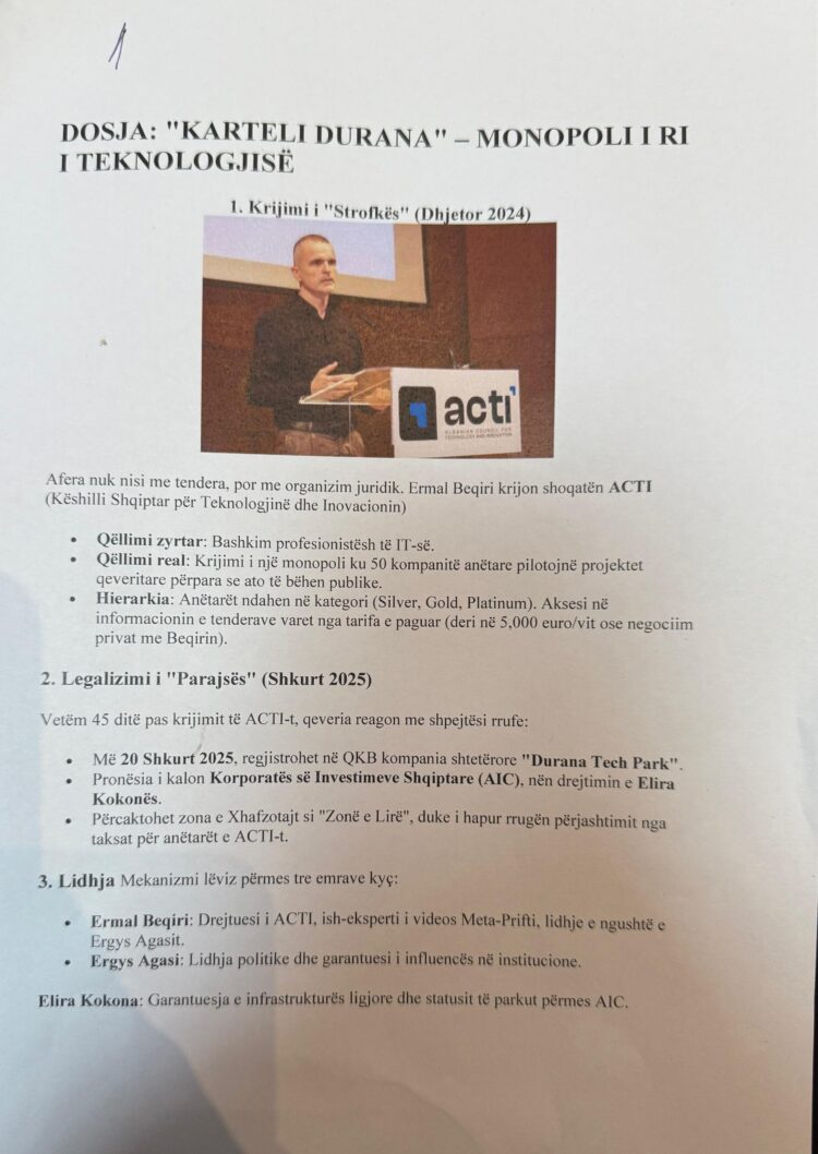 Berisha: Ermal Beqiri alias Armand Frangu krijoi kompaninë ACTI për të zhvatur miliona euro duke shkelur ligjet