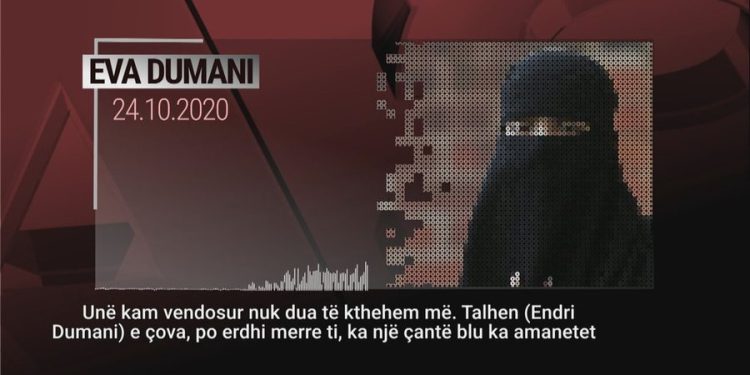 Riatdhesohet në Eva Dumani, ishte 8 vjeçe kur i ati e mori në Siri