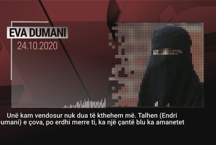 Riatdhesohet në Eva Dumani, ishte 8 vjeçe kur i ati e mori në Siri