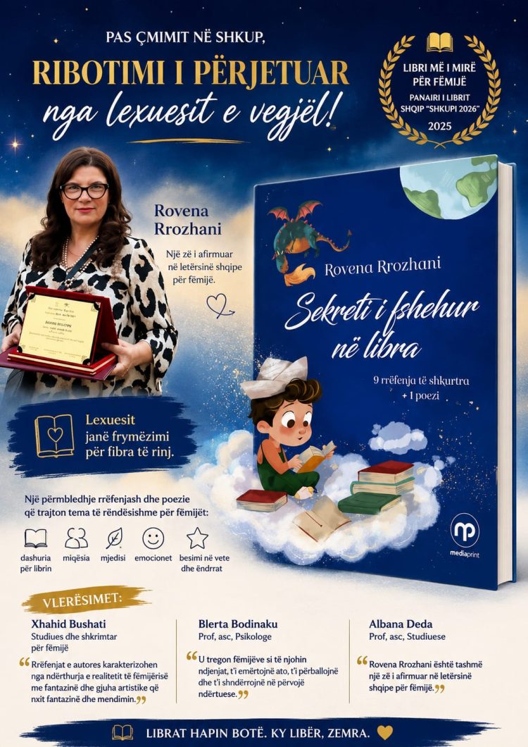 Pas çmimit në Shkup, “Sekreti i fshehur në libra” i Rovena Rrozhanit shkon në ribotim