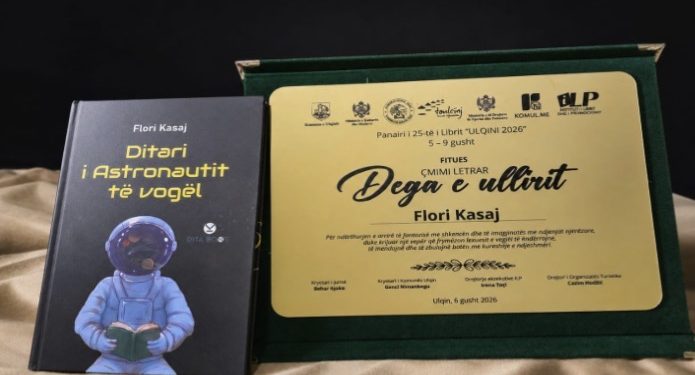 Flori Kasaj fiton Çmimin letrar “Dega e Ullirit” në Panairin e Librit, Ulqin, 2026